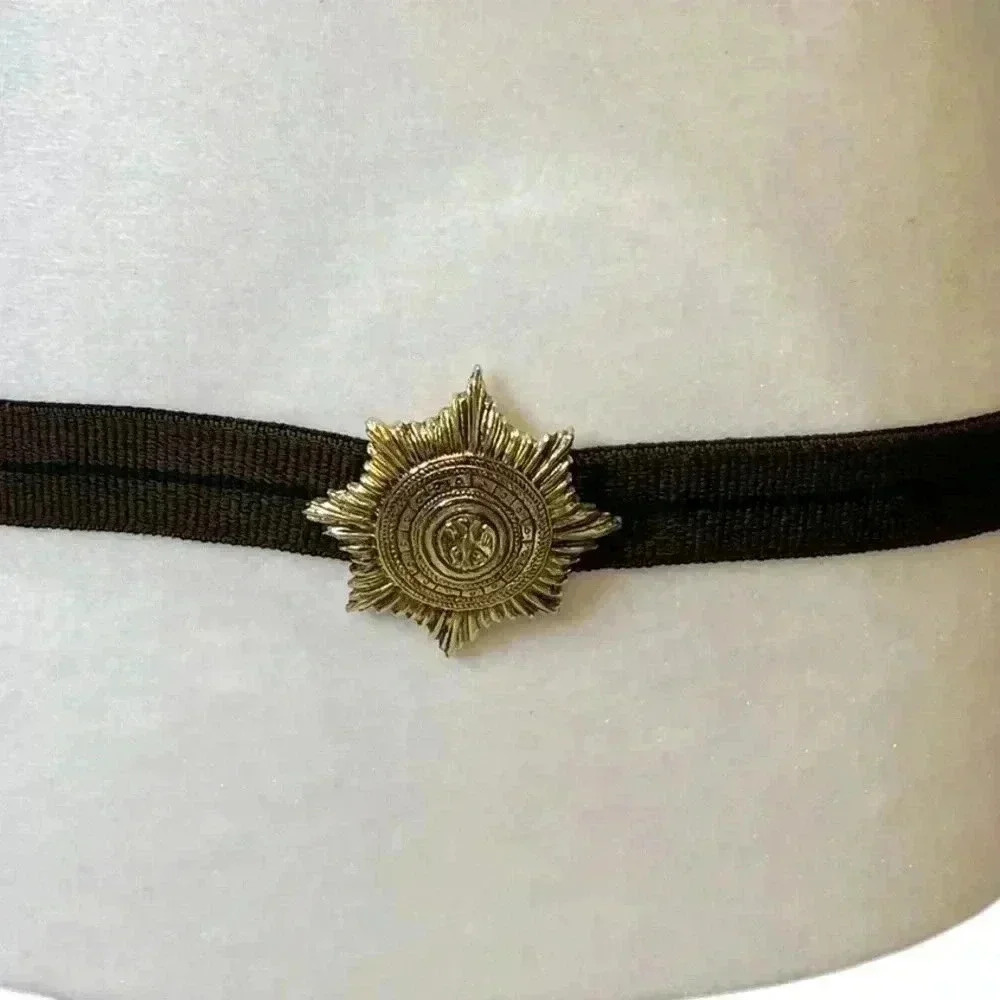 Accessocraft Gold Star Burst Eagle Medallion Brown-Navy Stripe Stretch